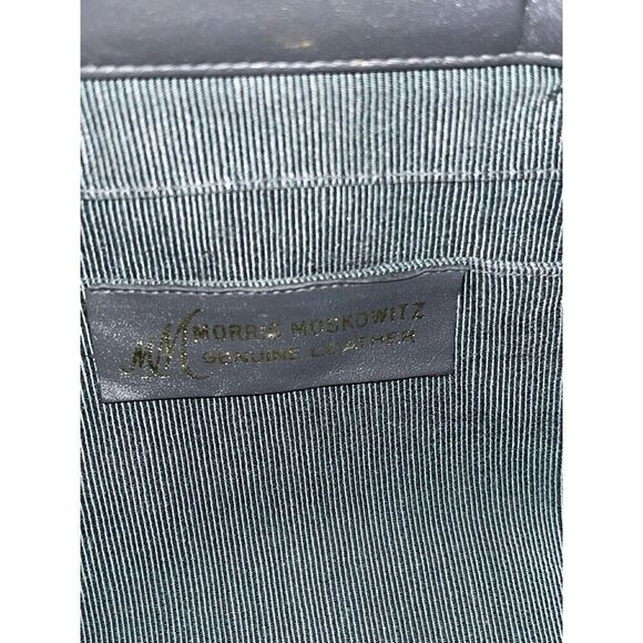 Vintage MORRIS MOSKOWITZ Leather Clutch Handbag Evening Gold Chain O Rings - Picture 8 of 9